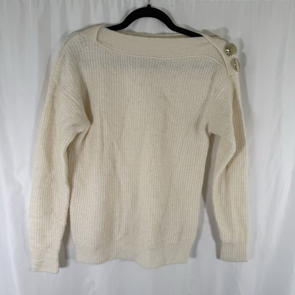 Antonio Melani Wool Alpaca Sweater Women's XS Off White Button Long Sleeve